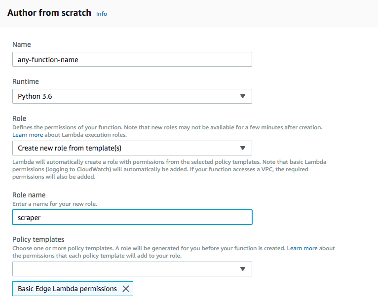 setting up AWS Lambda