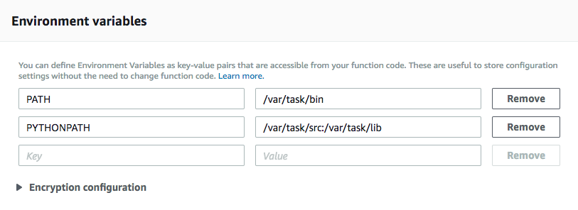 lambda environment variables