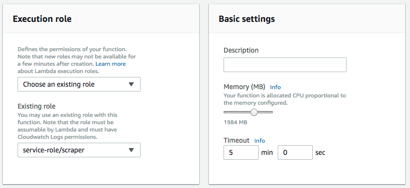 other settings in Lambda